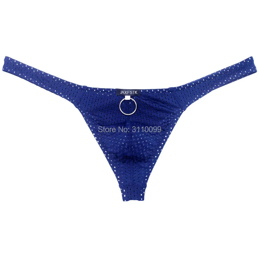 Men's Low - rise Thong ชุดชั้นในสแตนเลสแหวนรูหายใจ Bulge Underpants