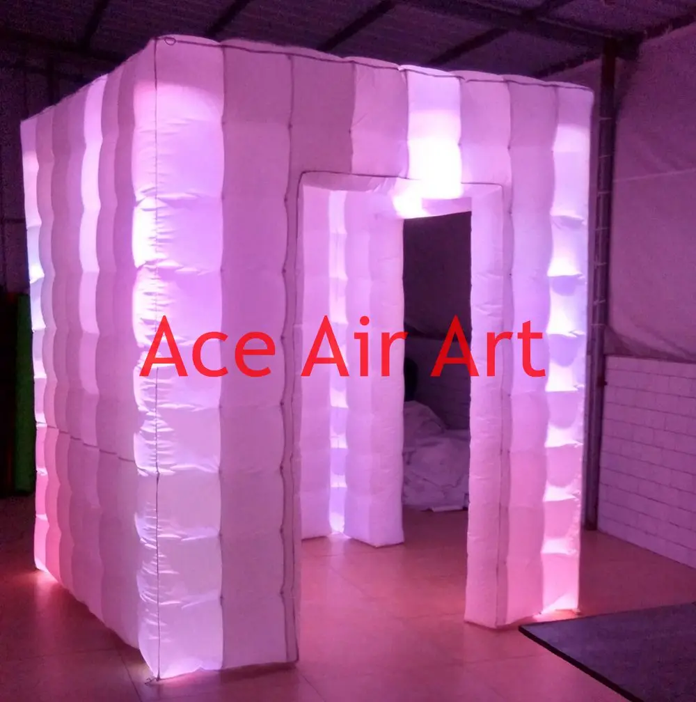 Inflatable photo booth with 2 doors LED lights, photo booth without Battery, 2 doors, Contains made by Ace Air Art