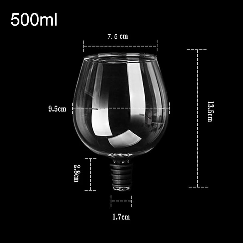 Wine Bottle Glass Topper Drink Directly From the Bottle,Crystal Transparent Shot Glass Cup Wine Decanter with Cork