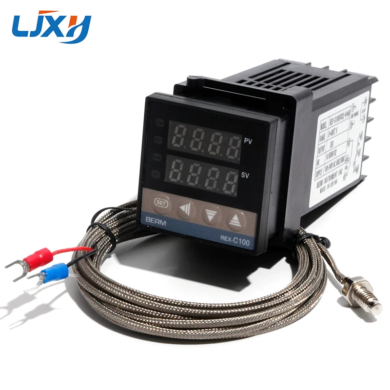 LJXH REX-C100 Digital PID Temperature Thermostat Controller with M6 Thread Type K Thermocouple SSR/Relay Output Controller Kit