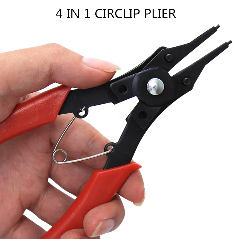 4 IN1 Multifunzionale Anello Elastico Pinze Multi Strumenti di Multi Crimp Tool Esterno Interno Anello di Rimozione di Fissaggio Anello di Sicurezza