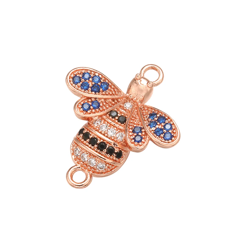 ZHUKOU 17x20mm Brass Bee Connectors for Women Necklace earrings bracelet Jewelry Accessories Findings Model: VS384