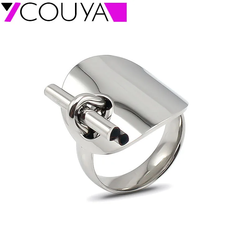 Modne pierścionki ze stali nierdzewnej dla kobiet kolor srebrny okrągły zamek pierścień ścieg punkowy styl komfort Ft Bague Femme Anillos