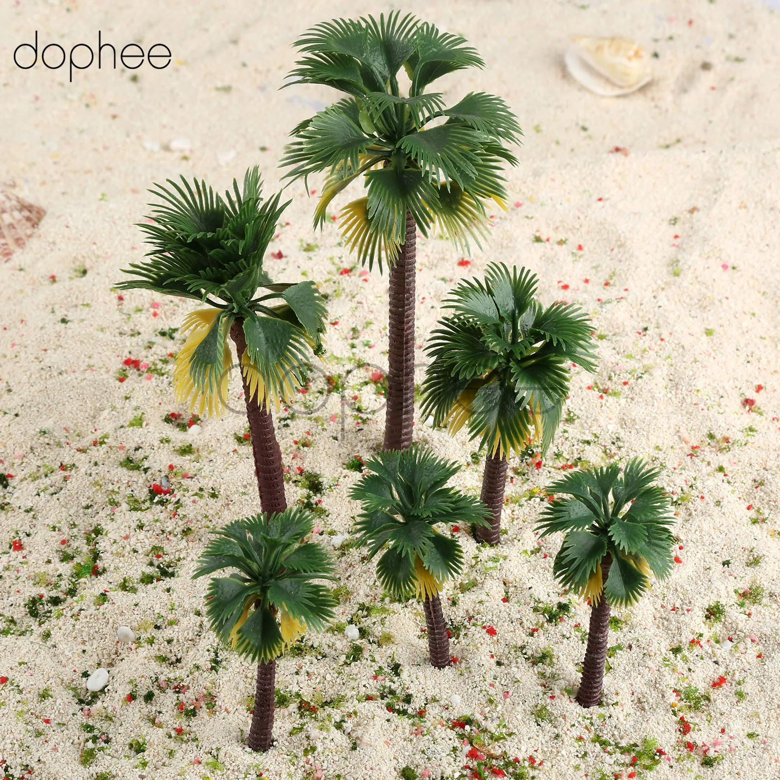 dophee 12pcs Model Trees Layout Model Train Palm Trees Rain Forest Scale 1:65-1:150 mixed colors