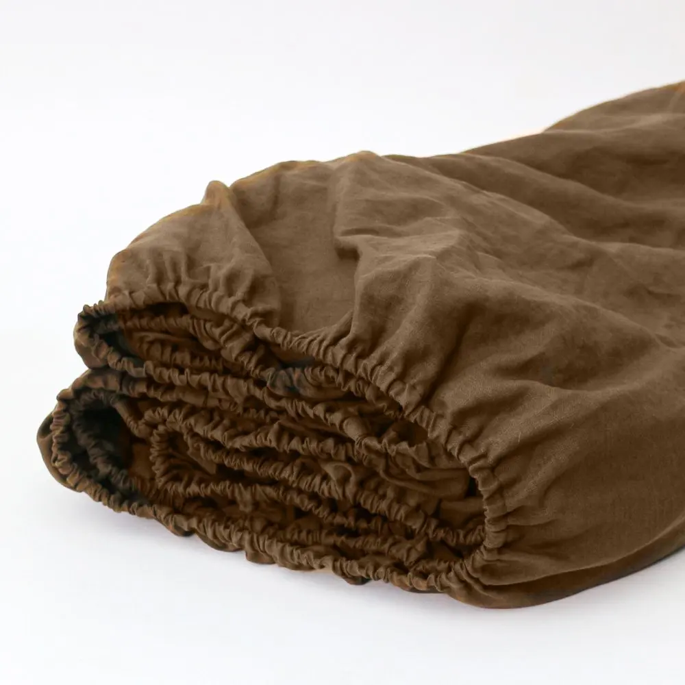 Pure French Linen fitted sheet Flax bed sheet Queen size Bed Cover  78x80x16 inch