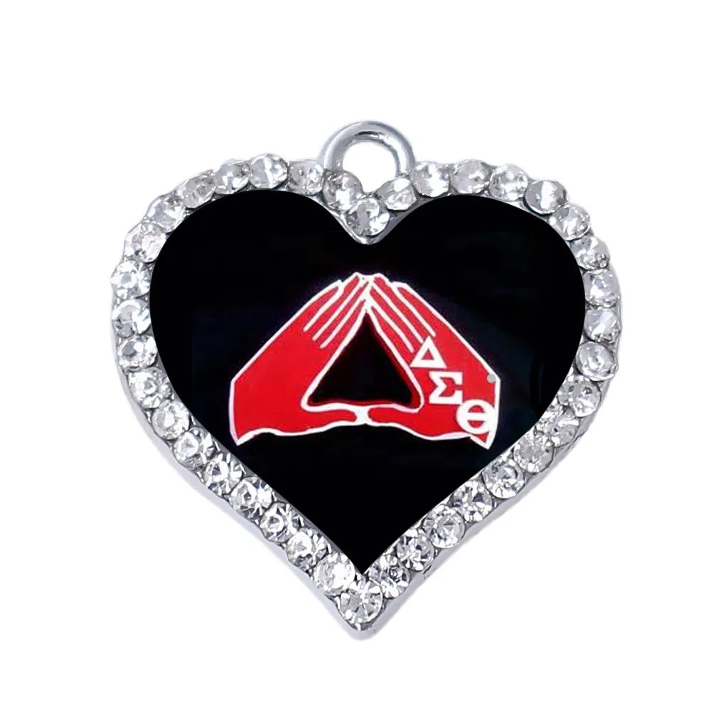 DOUBLE NOSE Heart Sticker Inlaid Metal Greek Letter 1913 Charm Society Fortitude Jewelry image 3