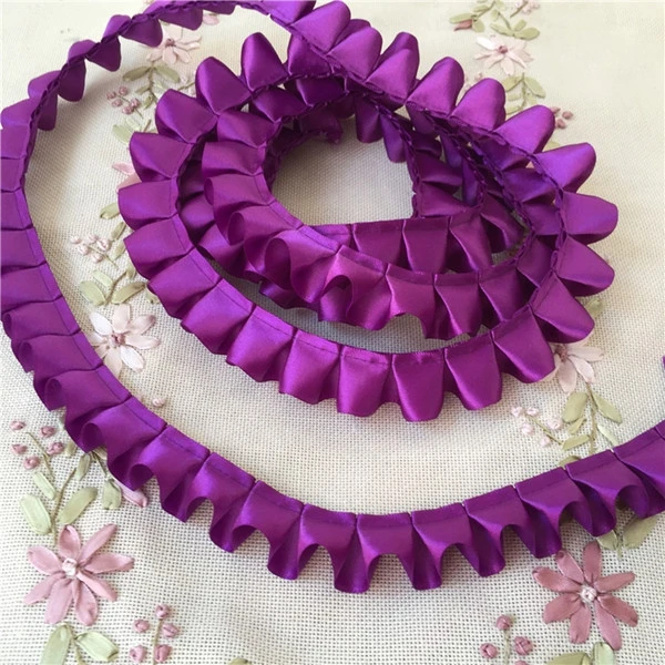10 Yard/Lot 2,5 CM Breite Satin Plissee Band Falten Spitze Trim DIY Rock Manschetten Handwerk Puppe Kleidung Nähen zubehör – Detail 22