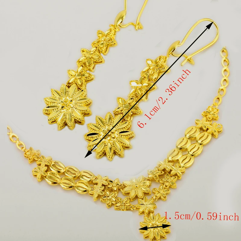 Arab/African Jewelry Party Gifts Ethiopian Jewellery Sets Gold Color Small Flowers Necklace/Earring for Women/Girls