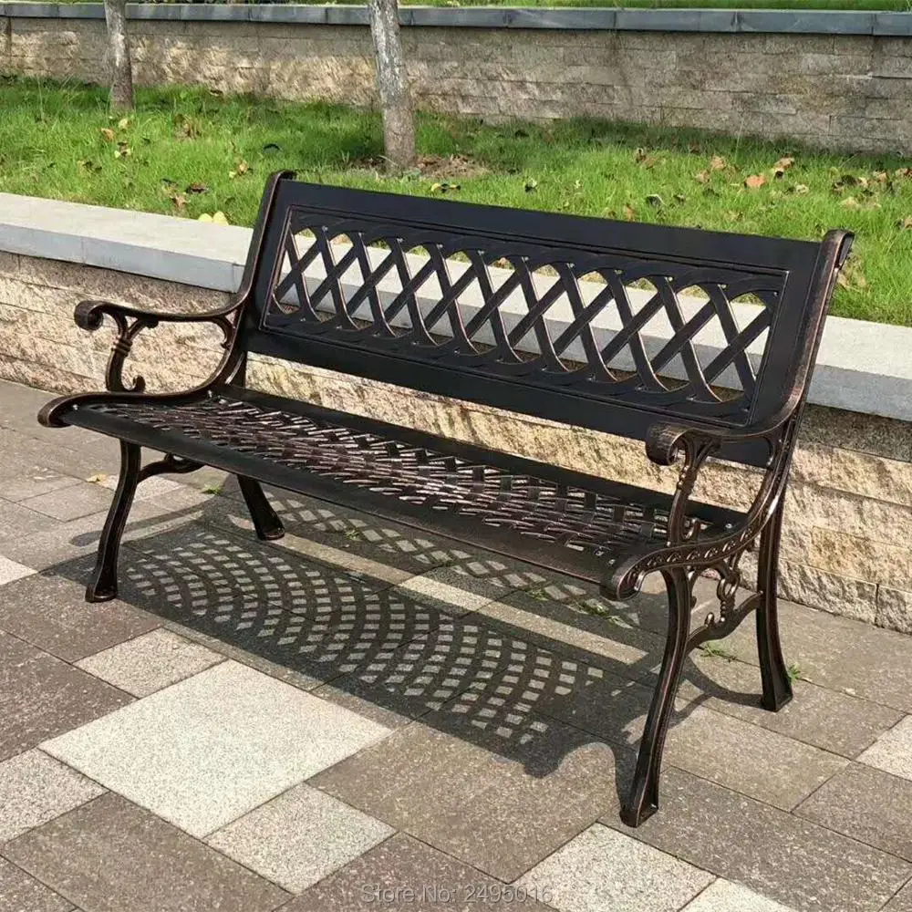 

51" Patio Garden Bench Park Yard Outdoor Furniture Cast aluminum Frame Porch Chair street bench in bronze color all weather