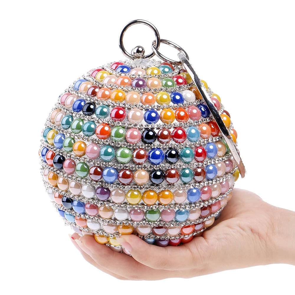 LuxEcho Round Ball Party Wedding purse  Women's Fashion Evening Bags Handmade Day Clutches clutch bags Rhinestone dinner bag