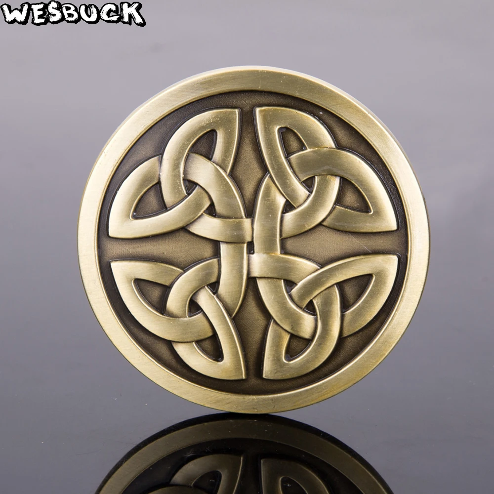 WesBuck Brand Celti c Belt Buckles for Men Women Cool Round Buckles Metal Cowboy Cowgirl Western Boucle Ceinture