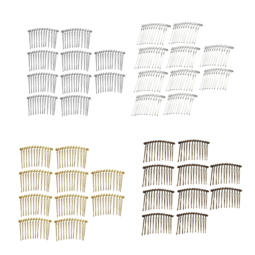 10x Metal zwykły 12 zębów grzebienie do włosów Pin slajdów boczne grzebień chluba dla DIY kobiety akcesoria do włosów welon ślubny Fascinator