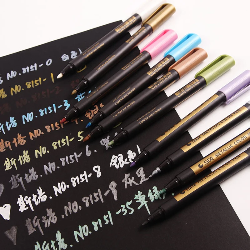 STA 8151 10 Kleuren Water-gebaseerde Inkt Graffiti En DIY Metallic Kleur Marker Pen Art design levert