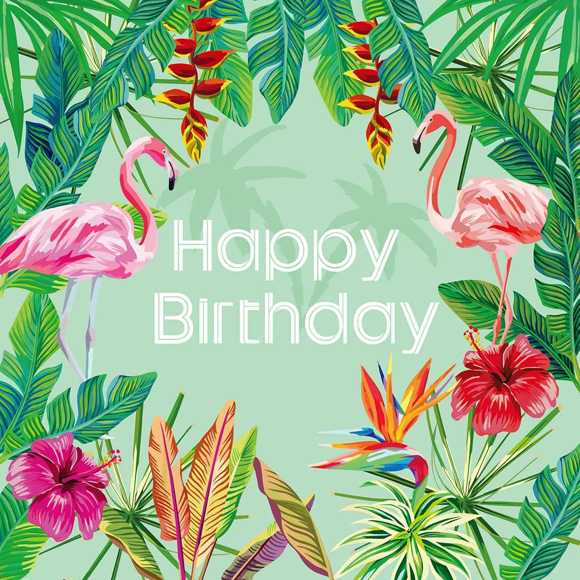 Allenjoy childern birthday plant flamingo green flower photo backdrops cartoon tropical jungle custom photography background