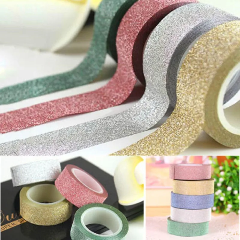 3m glitter washi fita adesiva de mascaramento de papel adesivo etiqueta diy artesanato scrapbook casamento aniversário festival decorativo casa