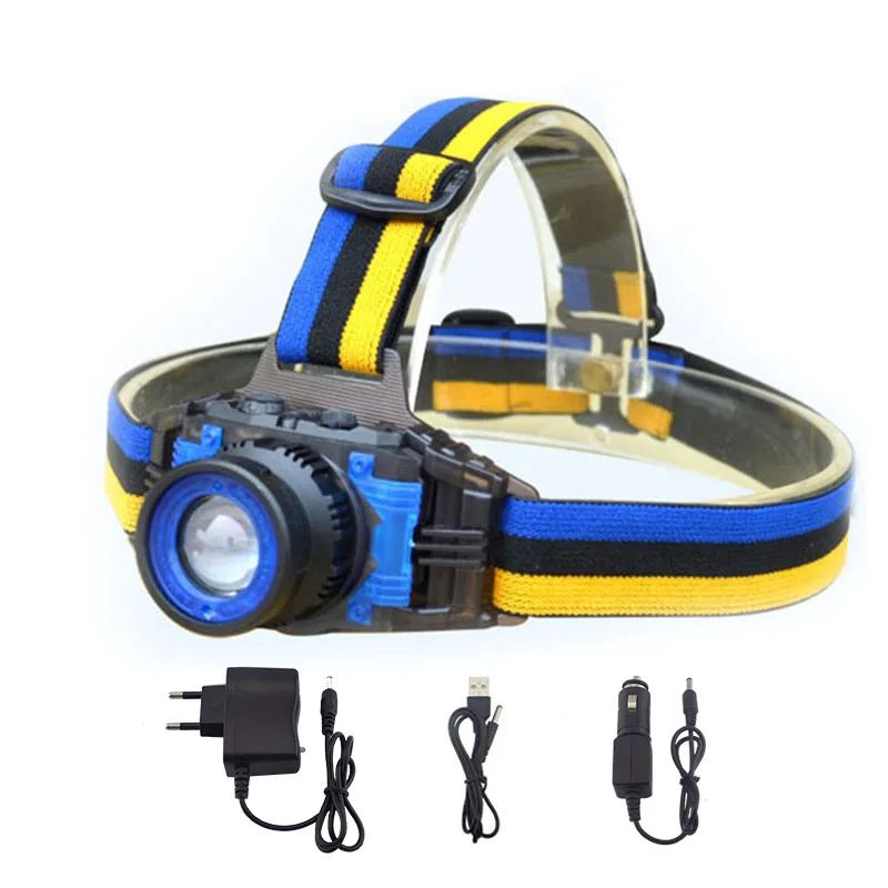 Torcia Frontale a LED ad alta potenza torcia ricaricabile Zoomable Focus frontal Head Lamp torcia faro per la pesca caricatore da campeggio