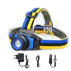 high power LED Headlamp Flashlight Rechargeable Zoomable Focus Frontale Head Lamp Torch Headlight for Fishing Camping Charger