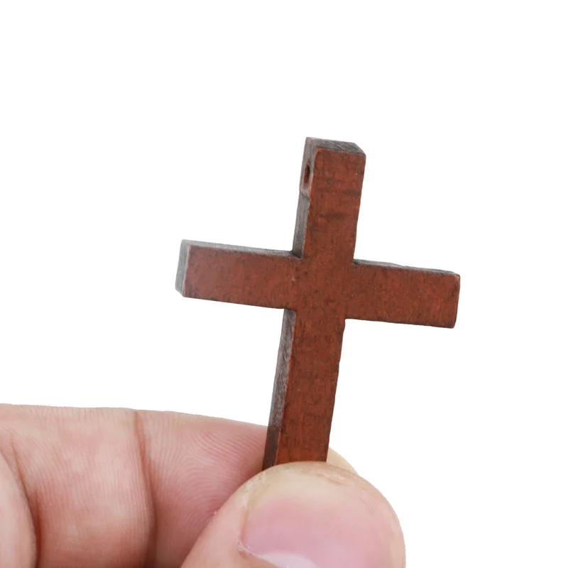 Aiovlo 20pcs/lot Natural Wood Cross Charms Pendant DIY Necklace Charm Jewelry Making Findings Handmade Accessories Supplies