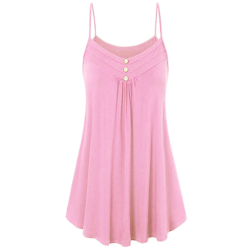  5XL Summer Tank Top Womens Tunic Button V Neck Tops Sleeveless Loose Casual Camis Ladies Clothes Women  haut femme#H20 image 5