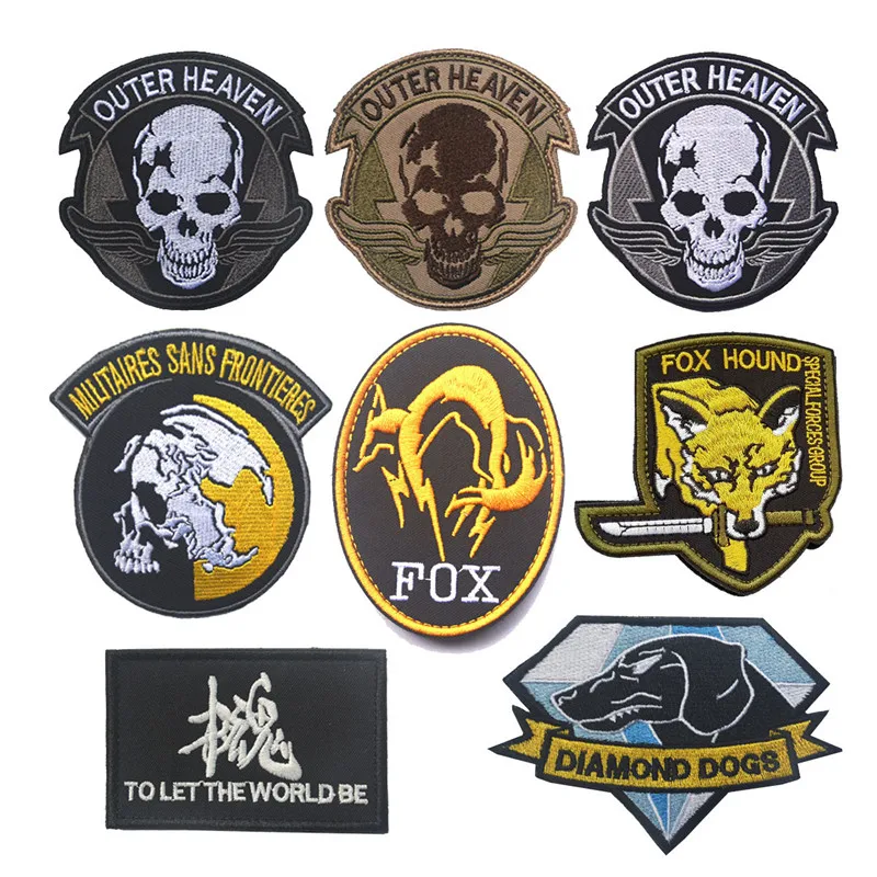 Engranaje de Metal sólido MGS 5 diamante perros grupo de fuerza especial fantasma parche bordado rayas pegatina para ropa parches