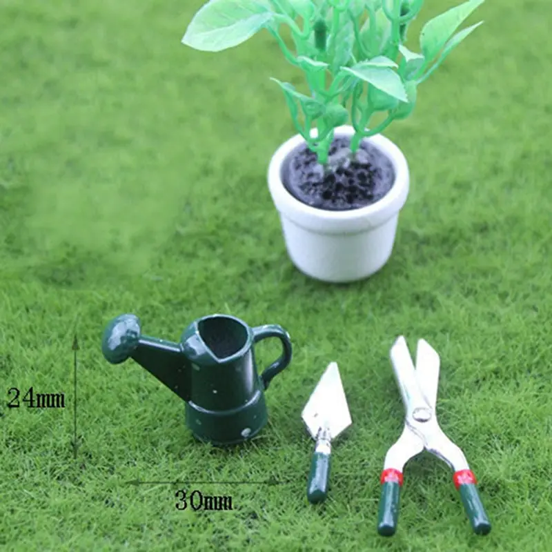 

1/12 Dollhouse Accessories Mini Metal Watering Can Scissors Shovel Set Simulation Pruning Tool Toys for Doll House Decoration