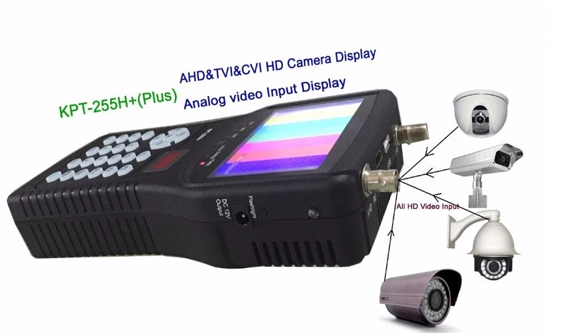 kpt-255h plus kpt 255+ sat finder test cctv camera lcd backlight button 4.3 inch DVB-S/S2 signal test with av usb
