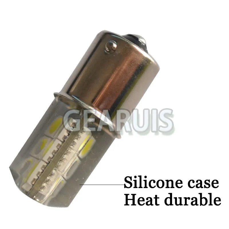 

100pcs Silicone LED P21W S25 BA15S 1156 12 SMD 5050 2W Cold White Car Crystal Turn signal light parking lights bulb 12V
