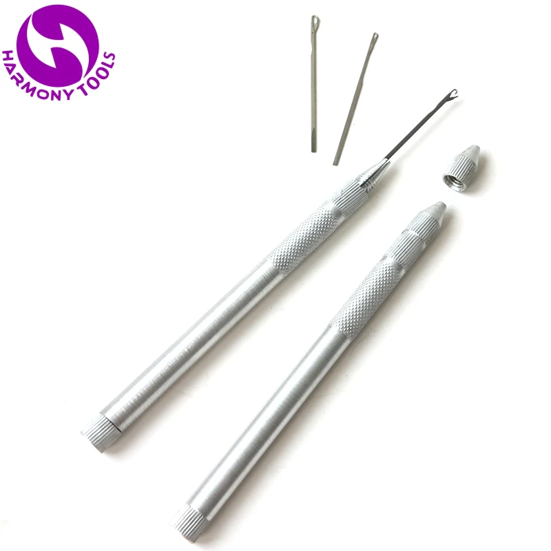 HARMONY 1 Piece Aluminum Handle Hook Needles with 3pcs needles For Install Micro Rings Beads I tip Hair Extensions