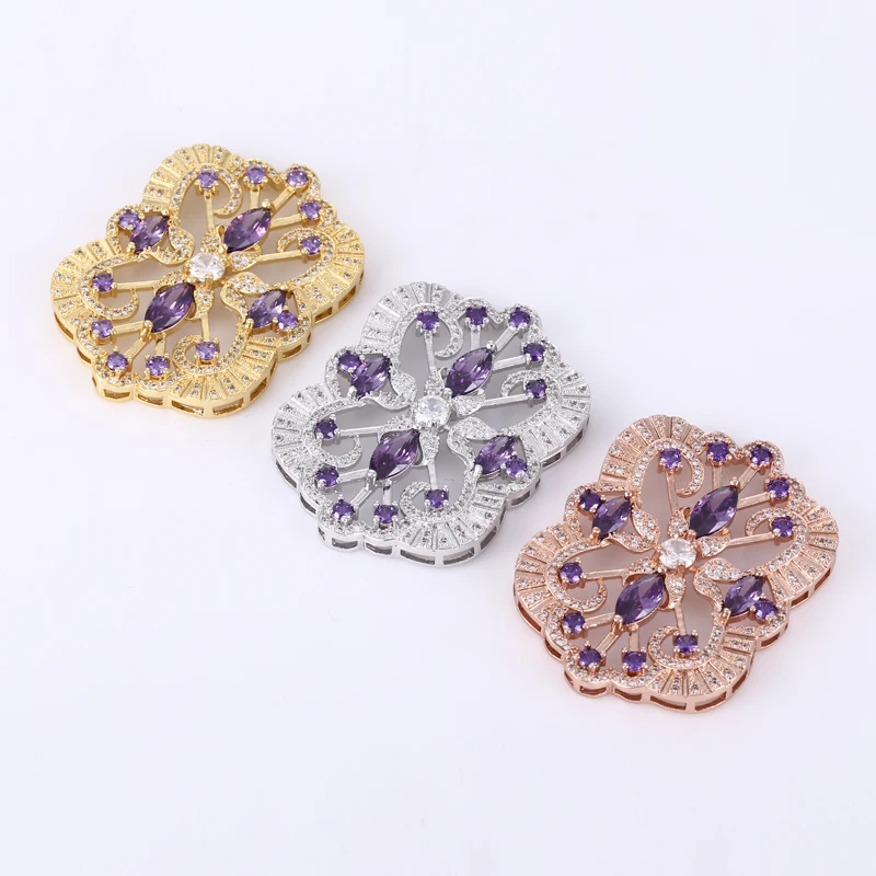 47*34mm Copper Zircon Crystal Big Embellishments jewelry Findings Components For Sweater Chain Jewelry Making Supplies