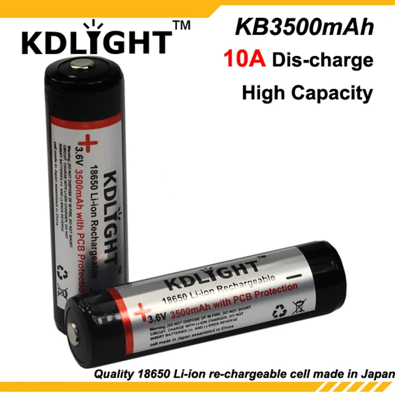 KDLITKER KB3500mAh 3.6V 3500mAh Rechargeable Li-ion 18650 Battery with PCB