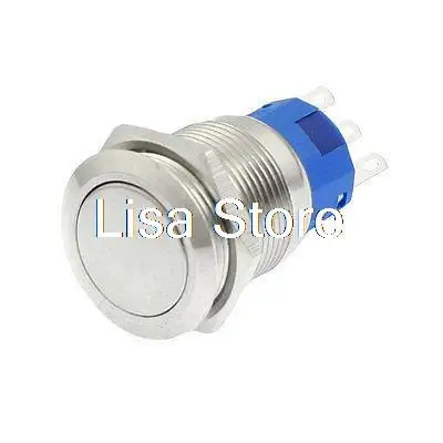 

19mm / 0.75" Diameter AC 250V 5A 3 Pin SPDT 19mm Button Latching Stainless Round Push Button Switch Lock