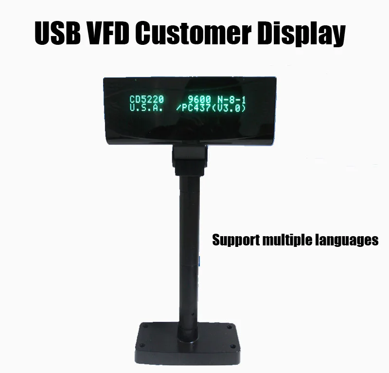 

HS-VFD220 POS USB VFD Customer Display for Laptop, support multiple languages