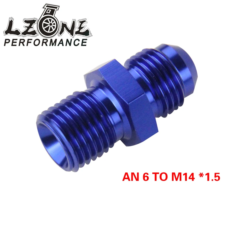 LZONE - BLUE Male 6AN 6 An Flare to M14x1.5(mm) Metric straight fitting AN 6 To M14 * 1.5 Port. Adapter JR-SL816-06-143-011