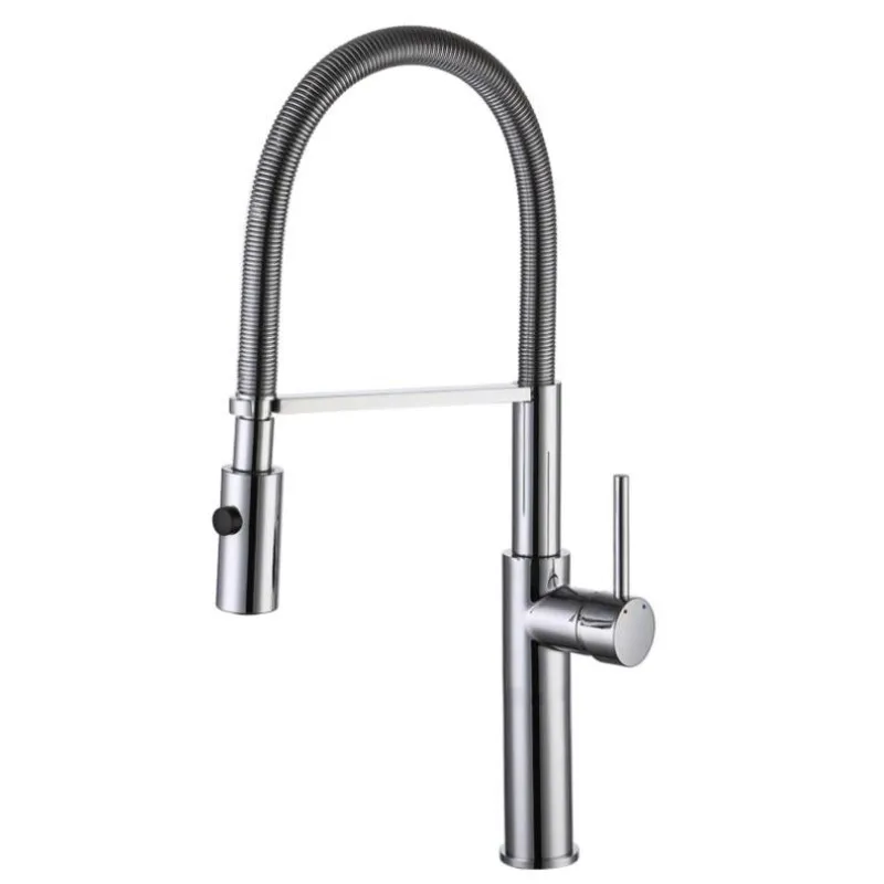 

Kitchen Faucet Hot and Cold Chrome Kitchen Sink Faucet Single Handle Deck Mounted Spring Pull Down Brass Mixer Tap