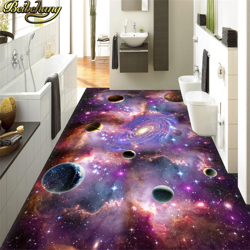 

beibehang Custom Cosmic starry galaxy Floor Murals Bathroom BedroomWaterproof Self-adhesive Wallpaper Home Decor papel wall