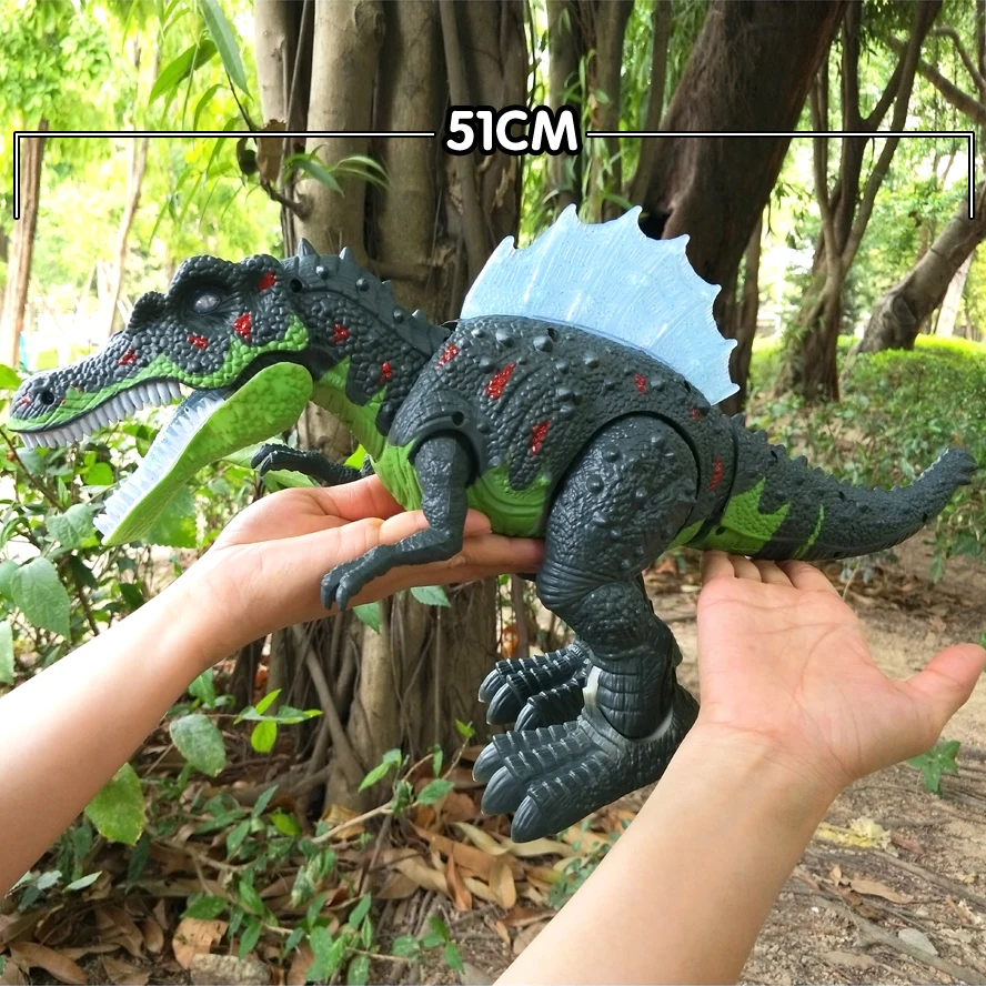 Robot eléctrico de dinosaurio para caminar, juguete de tamaño grande, 51CM, con sonido ligero, funciona con pilas, regalo para niños