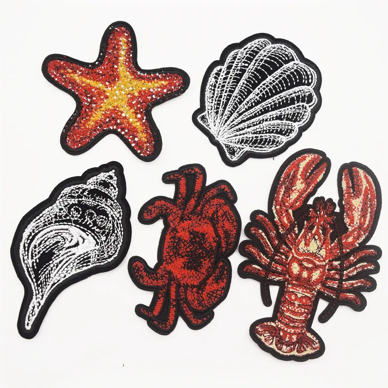 10pcs  good quality star Fish Crab Turtle Shell Quality Embroidered Iron on Patch Craft Sea Life Seaside