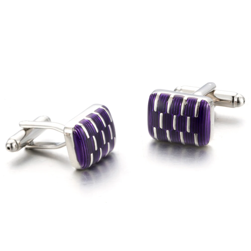VAGULA Classic Copper Men\'s Cuff links French Shirt Button Gemelos Purple Enamel Cufflinks 353