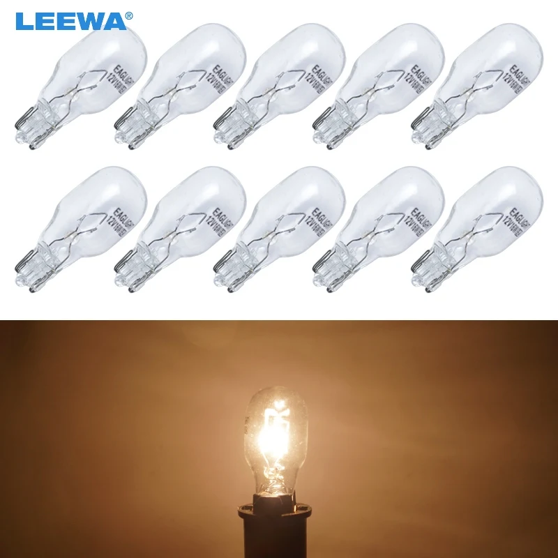 

LEEWA 50pcs Warm White Car T15 Wedge 12V 16W Halogen Bulb External Halogen Lamp Replacement Dashboard Bulb Light #CA1310