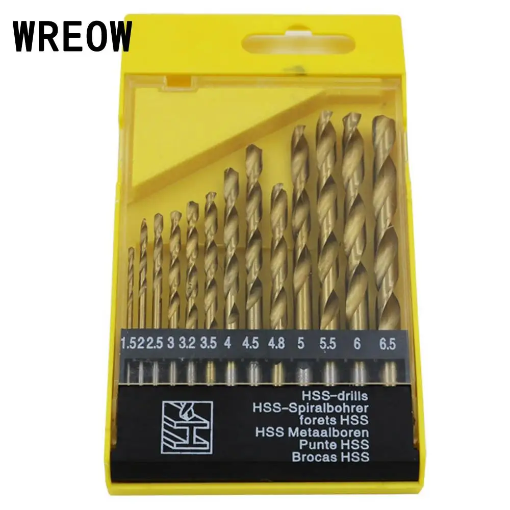 13PCS HSS Drill Bits 1.5-6.5mm Titanium Twist Drill Bit Rotary Power Tools Accessories wood Set Drilling Holes Quick Change