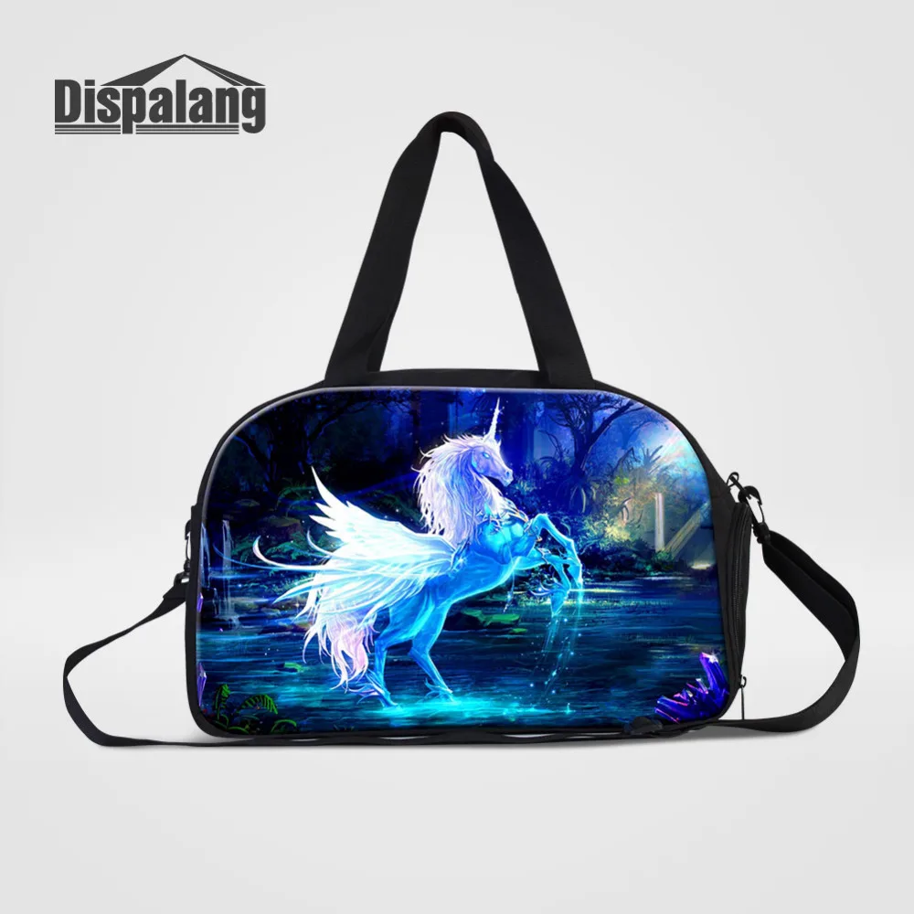 

Dispalang Large Capacity Travel Bag Unicorn Horse Print Travel Duffel Bag with Independent Shoes Storage Shoulder Weekend Bag