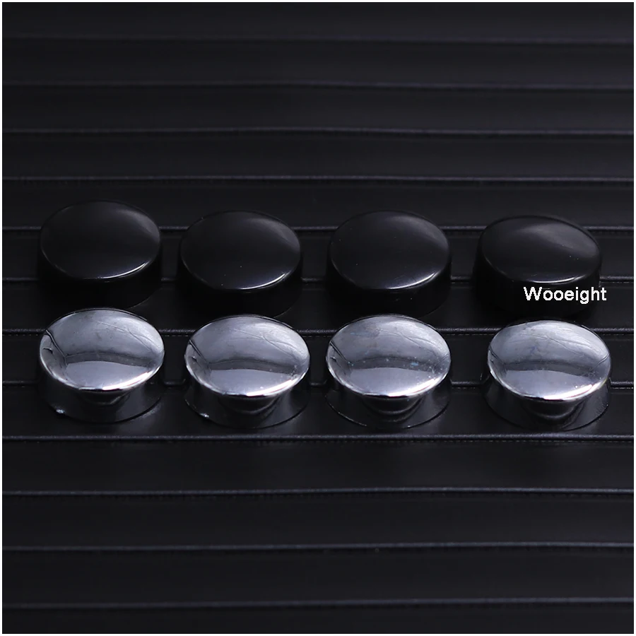 Wooeight 4Pcs Silver /Black ABS Chrome License Plate Frame Screw Nut Caps+Bolt Cover Set For Car Truck Motorcycle