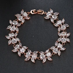 Emmaya High Quality Zircon Bracelets For Women Rose Gold Color Crystal Beads Bracelets Wedding Party Free Shipping