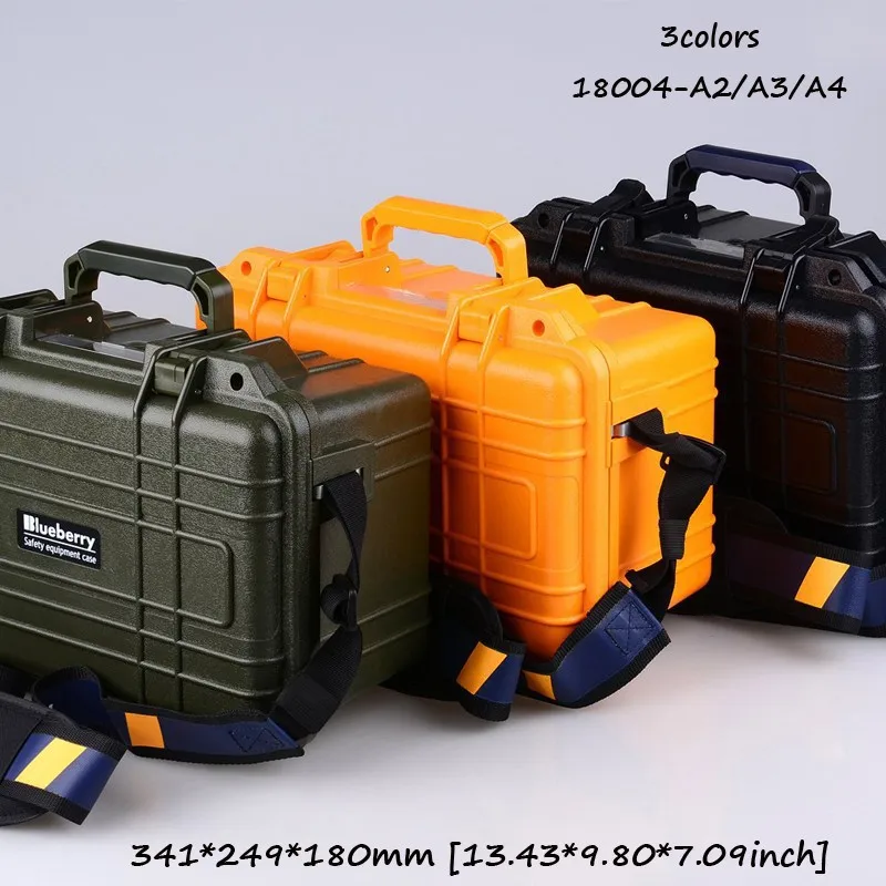 

[3 colors] 341*249*180mm IP68 waterproof sealed cases abs plastic tool box plastic anti tank shock box instrument case