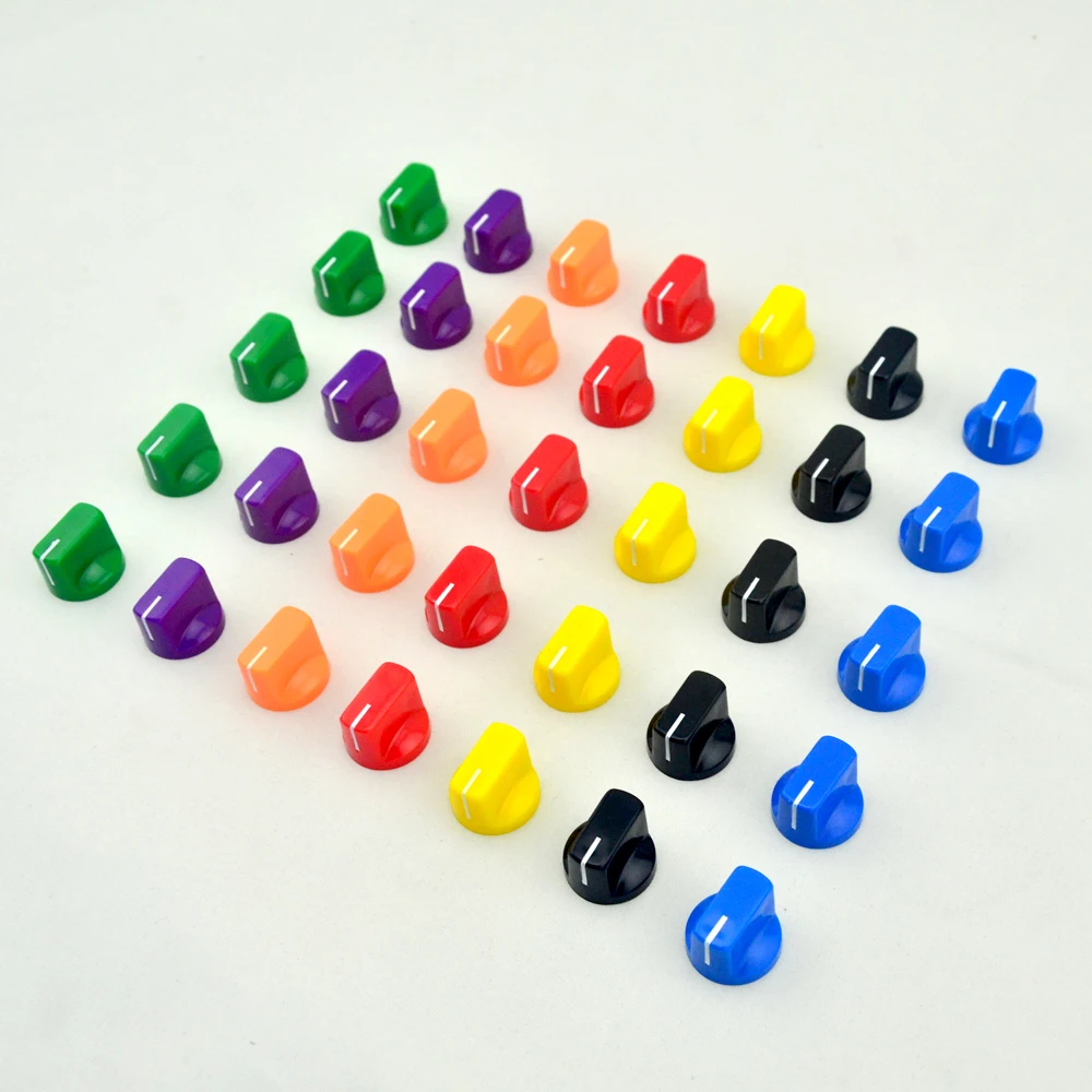 Guitar pedal effect potentiometer knob, 15 pcs/lot, 1510 style potentiometer knob set, screw 9 color