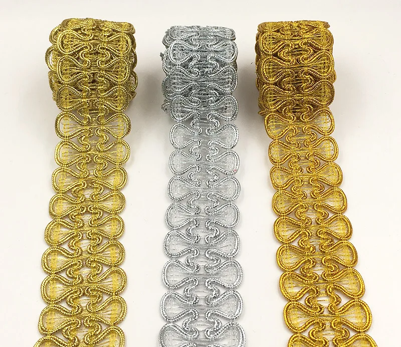 

50Meters 2018 High Quality Centipede Braids Ribbon Sewing Materials Gold Silver Lace Ribbon Trims Braided For Costume Decoration