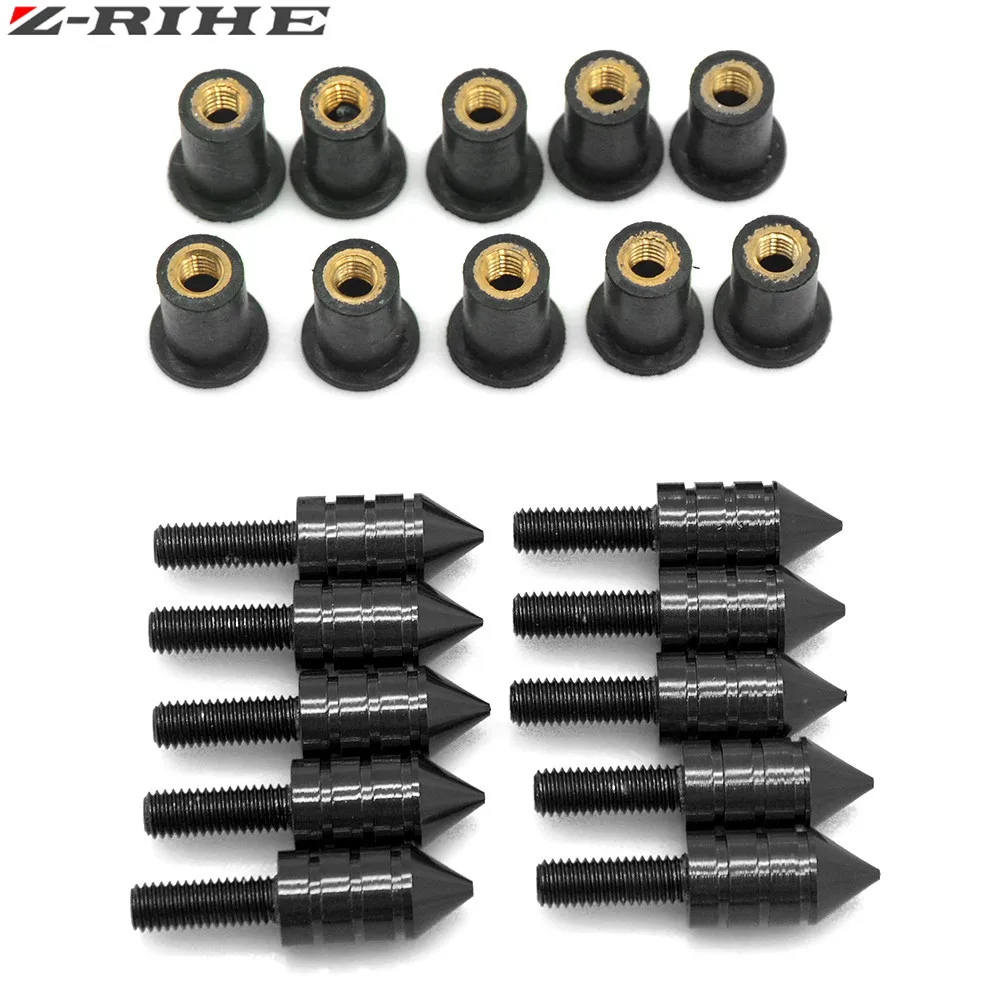 5mm Universal Motorcycle Windscreen Spike M5 Bolts Well Nuts For Kawasaki NINJA 650R ER-6f ER-6n 2006-2008 ER6F ER6N ZXR400 Z650