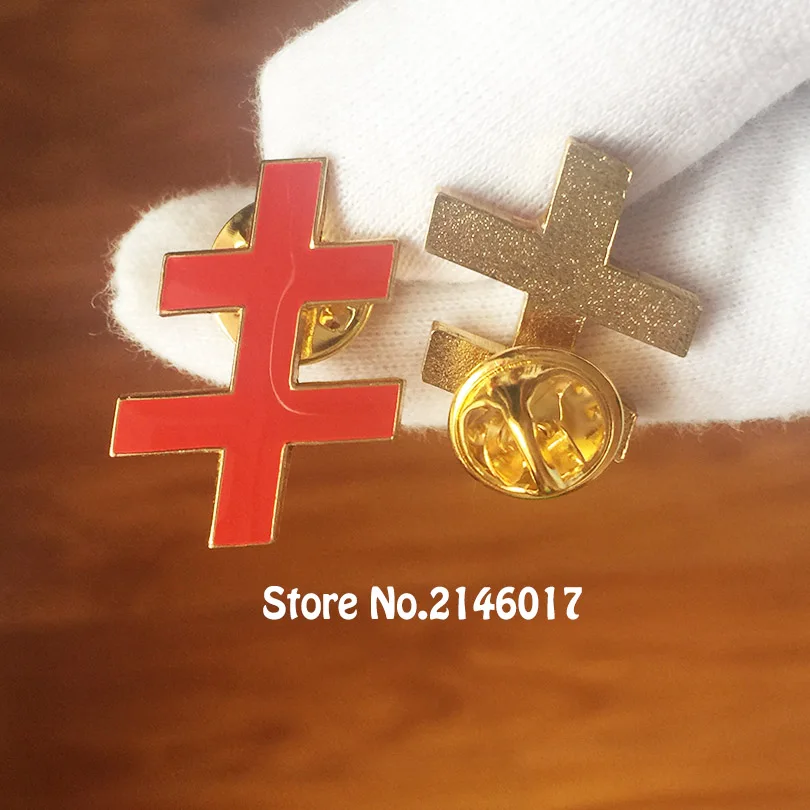 50pcs 33rd Degree Scottish Rite Soft Enamel Cross Pins Masonic Lapel Pin Free Masons Masonry Brooch Freemason Metal Badge Craft