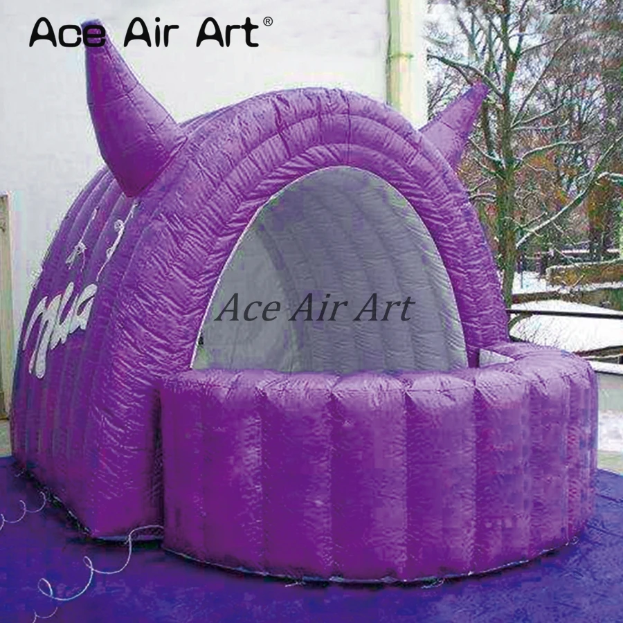 Popular Outdoor Purple Inflatable Monster Corner Bar Dome tent with Concession Booth and Logo For Advertising