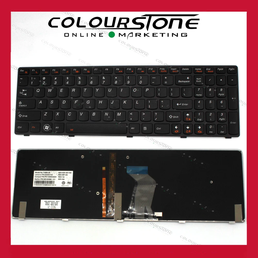 New US Laptop Keyboard Original Install for LENOVO Y580 Backlit Laptop Keyboard With High Quality